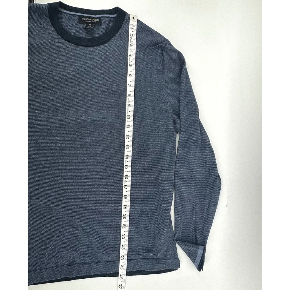 Banana Republic Sweater Silk Cashmere Luxury Blend Stripe Crewneck Layer Mens M